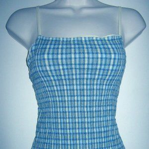 Vintage Madras Stretchy Spaghetti Straps Tank Top